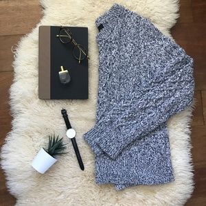 J. crew blue and white chunky cable knit sweater